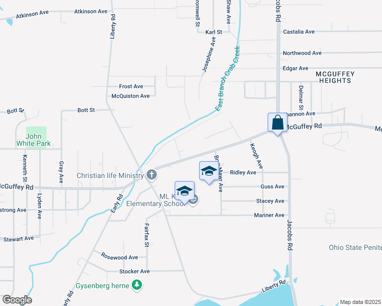 map of restaurants, bars, coffee shops, grocery stores, and more near 2730 McGuffey Road in Youngstown