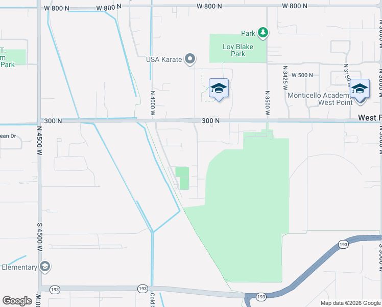 map of restaurants, bars, coffee shops, grocery stores, and more near 155 3830 West in West Point