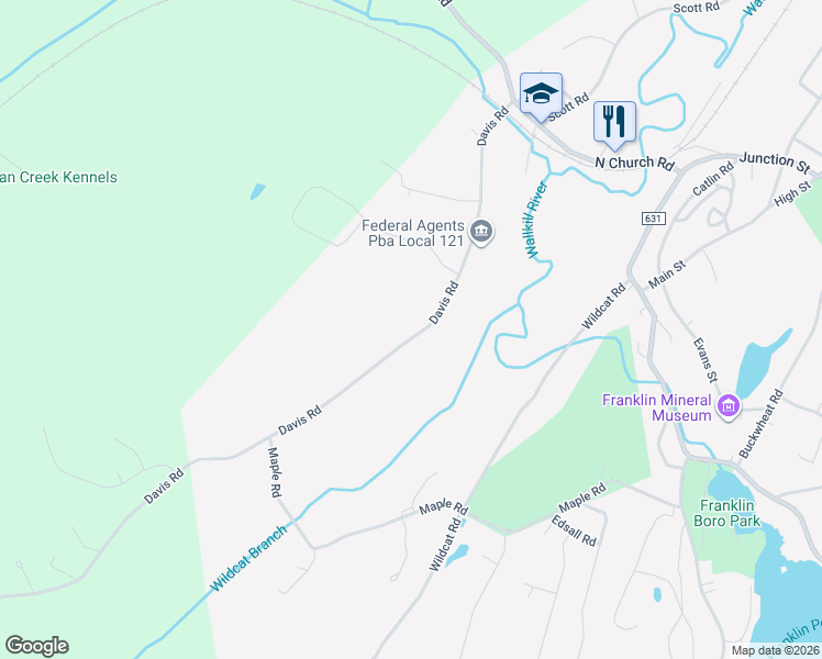 map of restaurants, bars, coffee shops, grocery stores, and more near 120 Davis Road in Franklin