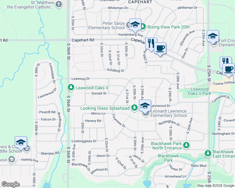 map of restaurants, bars, coffee shops, grocery stores, and more near 12906 Courtney Drive in Bellevue