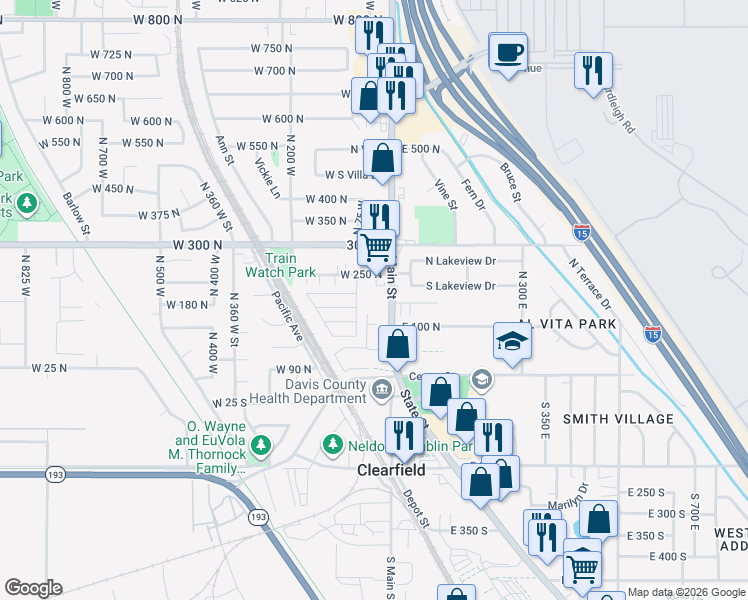 map of restaurants, bars, coffee shops, grocery stores, and more near 31 Deer Creek in Clearfield