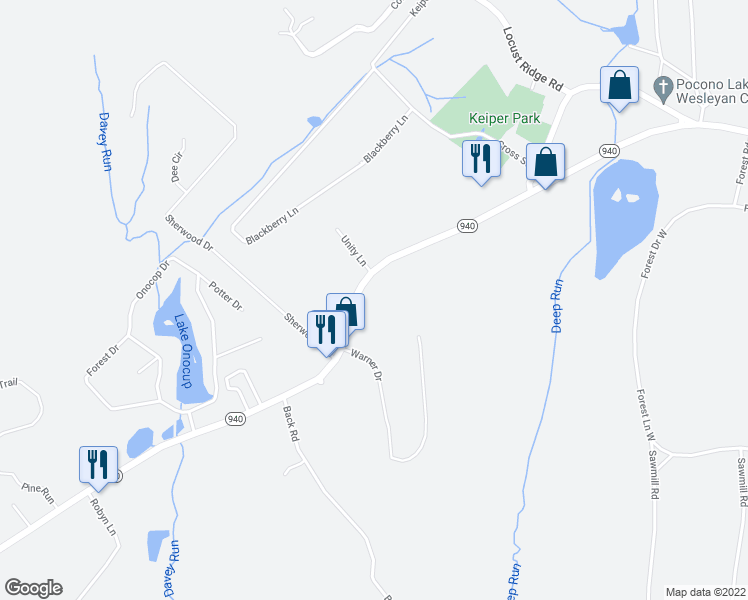 map of restaurants, bars, coffee shops, grocery stores, and more near 892 Highway 940 in Monroe County