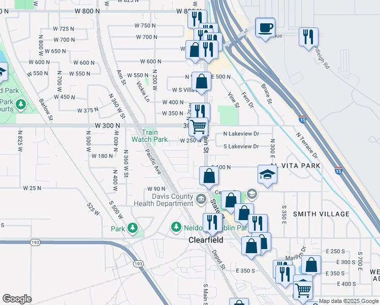 map of restaurants, bars, coffee shops, grocery stores, and more near 31 Deer Creek Drive in Clearfield