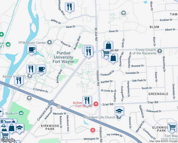4010 West Housing Drive Fort Wayne In Walk Score Map Of Restaurants Bars Coffee S Grocery Ore Near 4010
