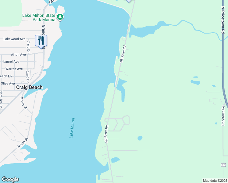 map of restaurants, bars, coffee shops, grocery stores, and more near 1776 County Road 294 in Lake Milton