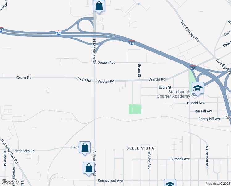 map of restaurants, bars, coffee shops, grocery stores, and more near 3259 Vestal Road in Youngstown