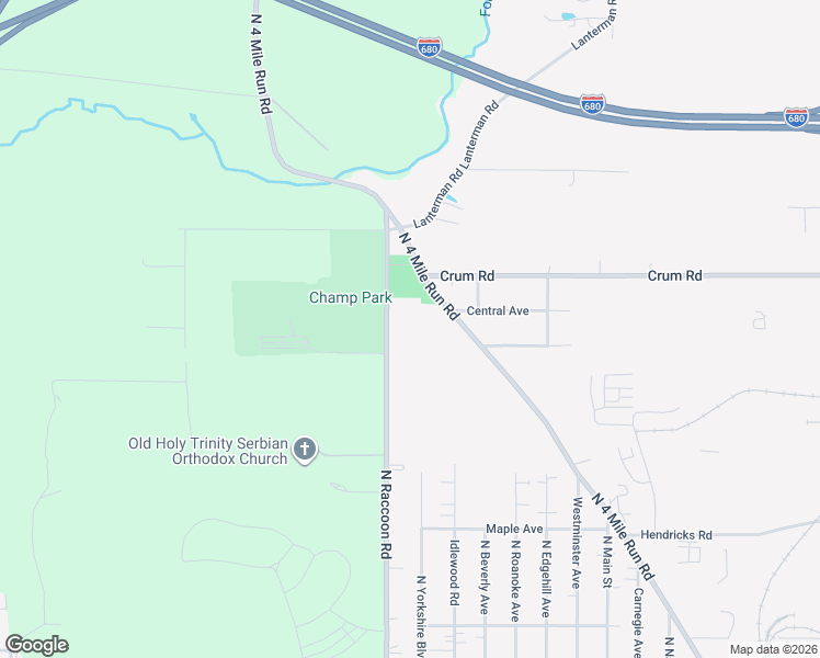 map of restaurants, bars, coffee shops, grocery stores, and more near 613 North Raccoon Road in Youngstown