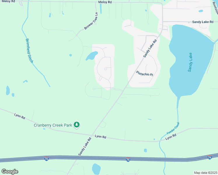 map of restaurants, bars, coffee shops, grocery stores, and more near 2366 Cranberry Creek Road in Ravenna