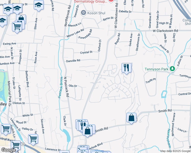 map of restaurants, bars, coffee shops, grocery stores, and more near 10 Willow Drive in Nanuet