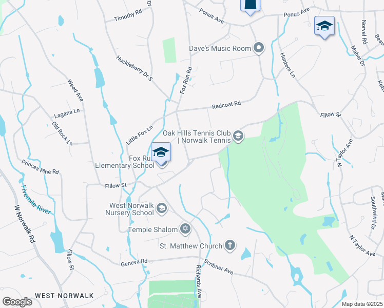 map of restaurants, bars, coffee shops, grocery stores, and more near 2 Fox Run Road in Norwalk