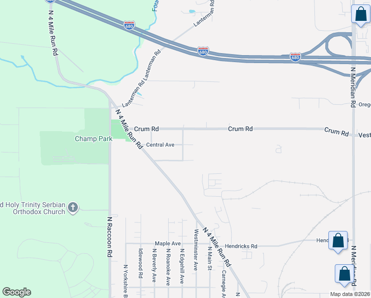 map of restaurants, bars, coffee shops, grocery stores, and more near 4158 Belle Avenue in Youngstown
