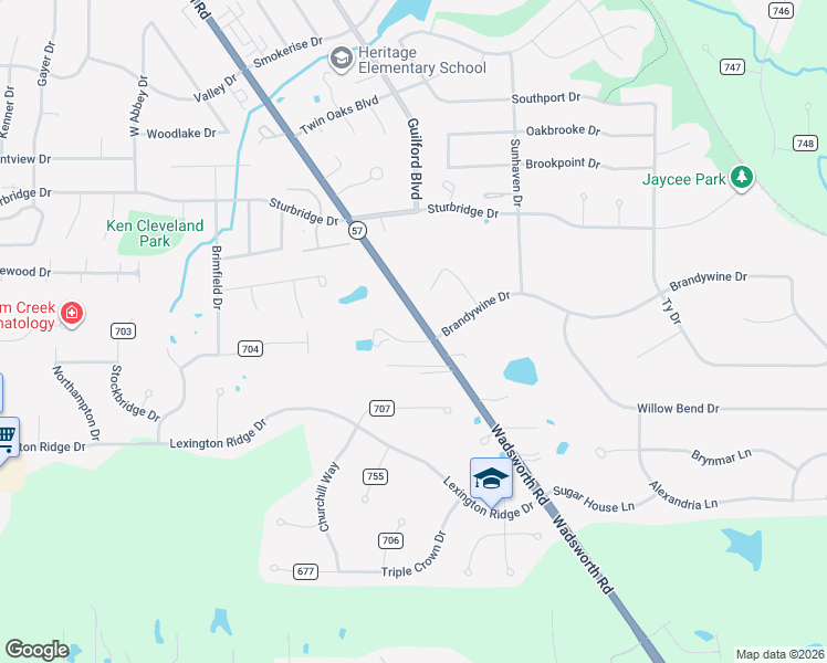 map of restaurants, bars, coffee shops, grocery stores, and more near 5816 Wadsworth Road in Medina