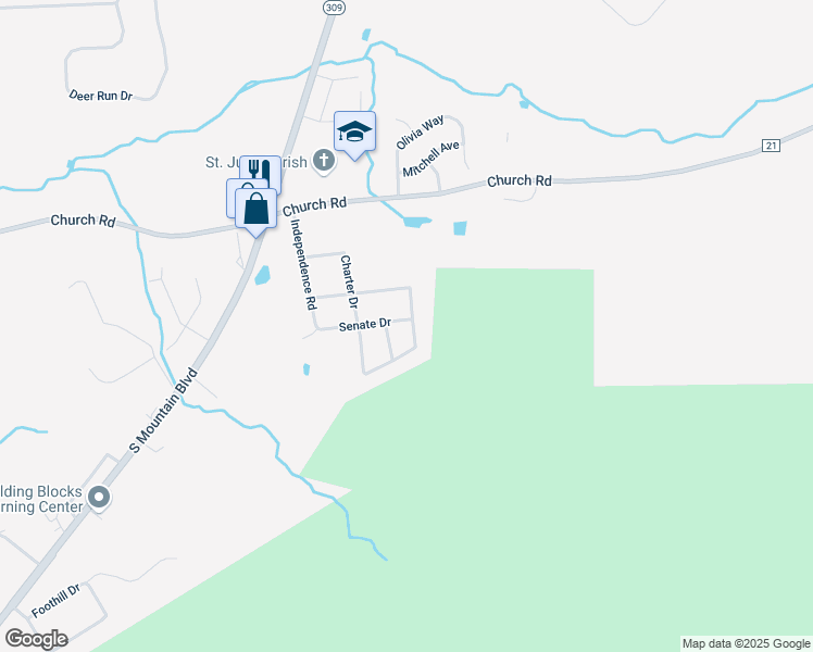 map of restaurants, bars, coffee shops, grocery stores, and more near 59 Congress Road in Mountain Top