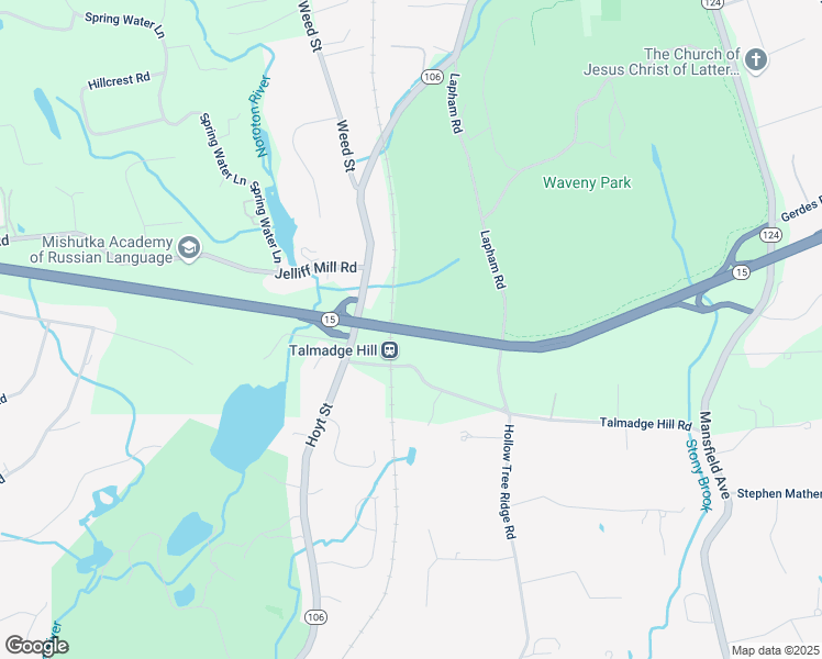 map of restaurants, bars, coffee shops, grocery stores, and more near Merritt Parkway in New Canaan