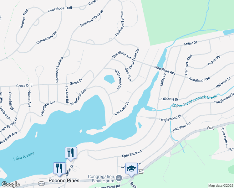 map of restaurants, bars, coffee shops, grocery stores, and more near in Pocono Pines