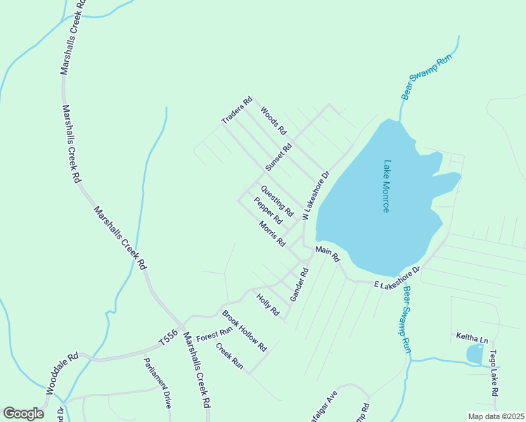 map of restaurants, bars, coffee shops, grocery stores, and more near Morris Road in East Stroudsburg
