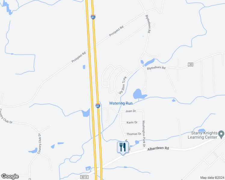 map of restaurants, bars, coffee shops, grocery stores, and more near 91 Valley Stream Park in Mountain Top