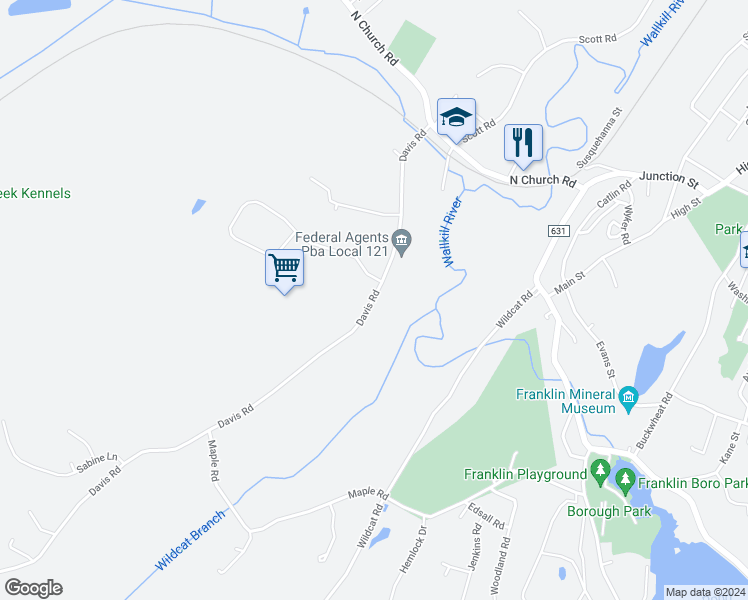 map of restaurants, bars, coffee shops, grocery stores, and more near 101 Davis Road in Franklin