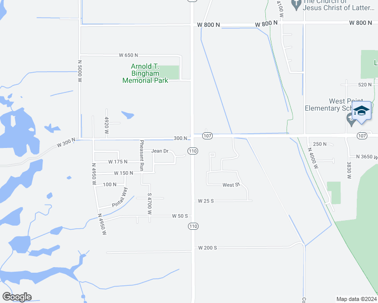 map of restaurants, bars, coffee shops, grocery stores, and more near 4544 West 200 North in West Point