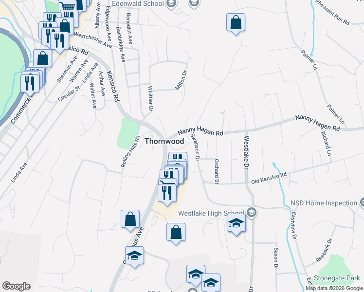 map of restaurants, bars, coffee shops, grocery stores, and more near 15 Mount Pleasant Avenue in Thornwood