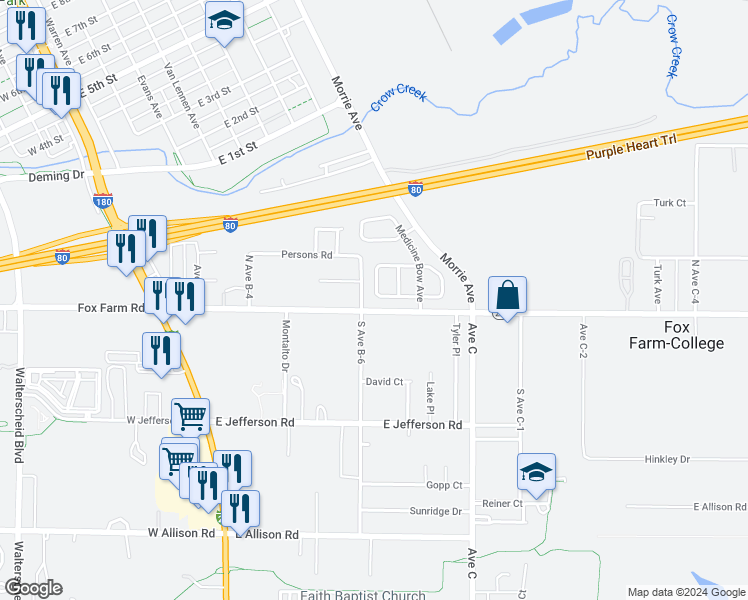 map of restaurants, bars, coffee shops, grocery stores, and more near 644 Sierra Madre Street in Cheyenne