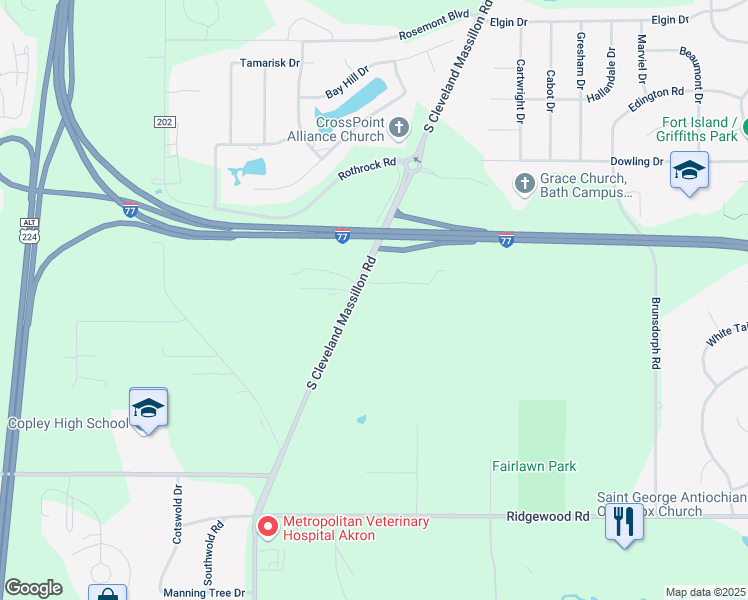 map of restaurants, bars, coffee shops, grocery stores, and more near 822 Kumho Drive in Fairlawn