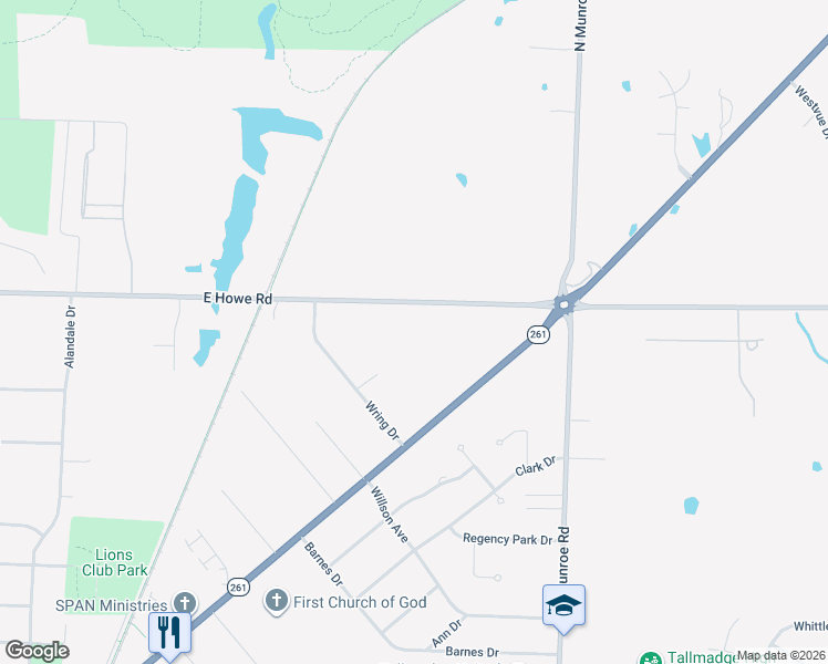 map of restaurants, bars, coffee shops, grocery stores, and more near 518 East Howe Road in Tallmadge