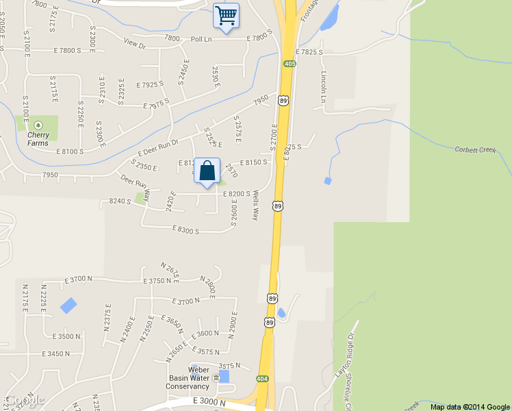 map of restaurants, bars, coffee shops, grocery stores, and more near 8230 2650 East in Ogden