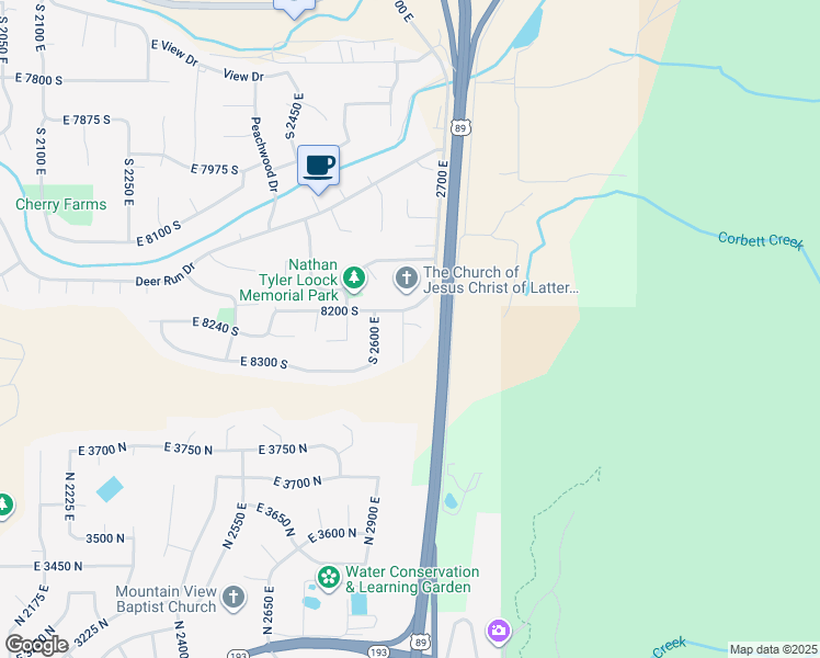 map of restaurants, bars, coffee shops, grocery stores, and more near 8230 2650 East in Ogden