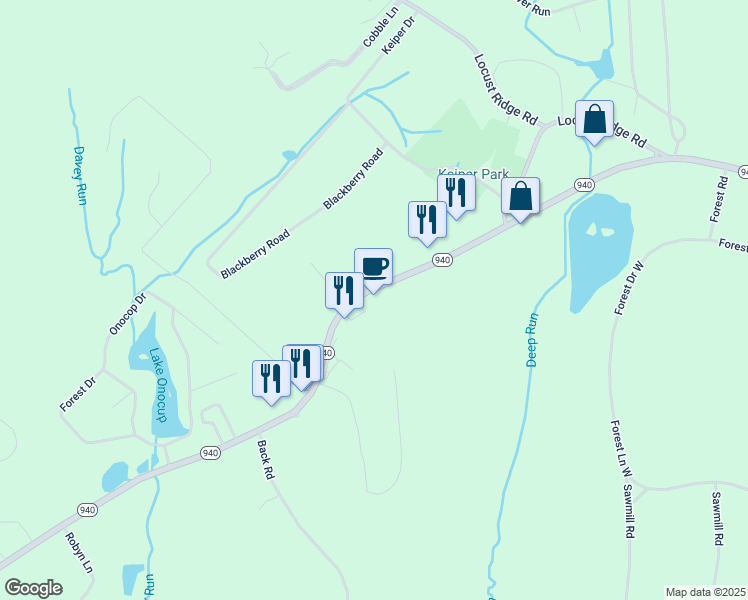map of restaurants, bars, coffee shops, grocery stores, and more near 892 Highway 940 in Monroe County