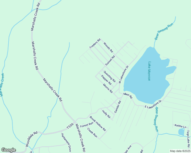 map of restaurants, bars, coffee shops, grocery stores, and more near Morris Road in East Stroudsburg