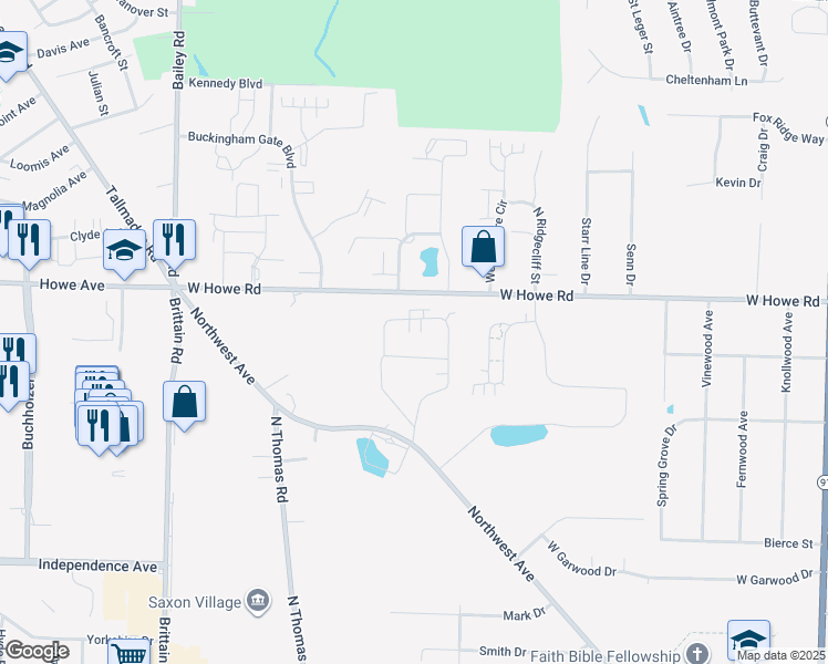 map of restaurants, bars, coffee shops, grocery stores, and more near 604 Crossings Circle in Tallmadge