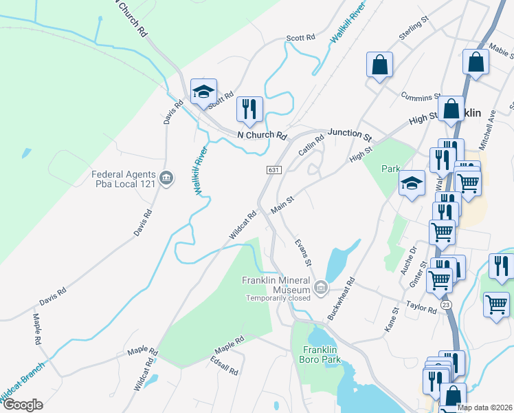 map of restaurants, bars, coffee shops, grocery stores, and more near 4 Fowler Street in Franklin
