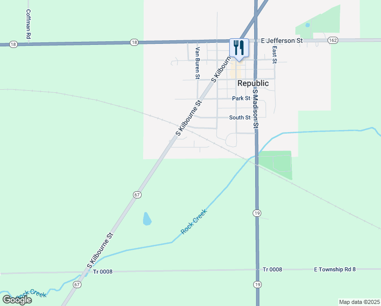 map of restaurants, bars, coffee shops, grocery stores, and more near 203 Maple Street in Republic