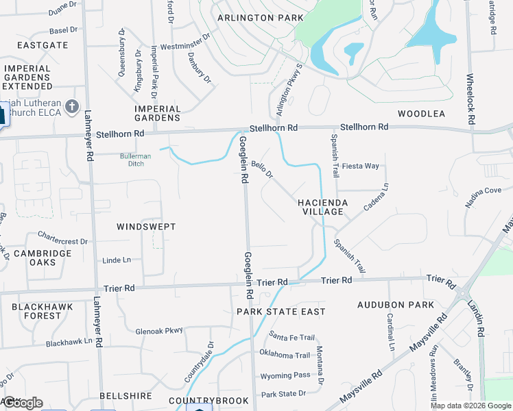 map of restaurants, bars, coffee shops, grocery stores, and more near 4204-4222 Boca Trail in Fort Wayne