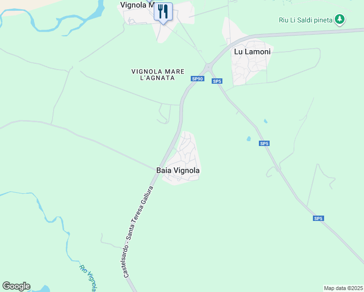 map of restaurants, bars, coffee shops, grocery stores, and more near 152 Via del Corbezzolo in Baia Vignola