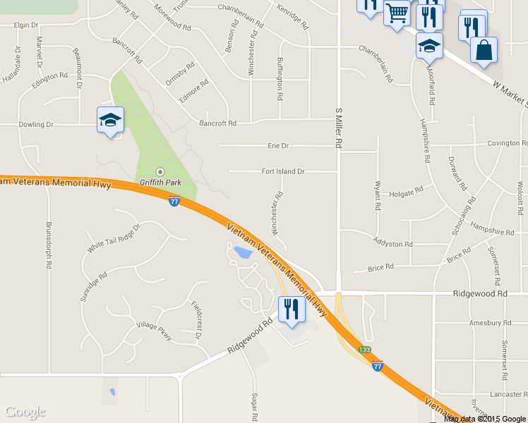 map of restaurants, bars, coffee shops, grocery stores, and more near 430 Winchester Rd in Fairlawn