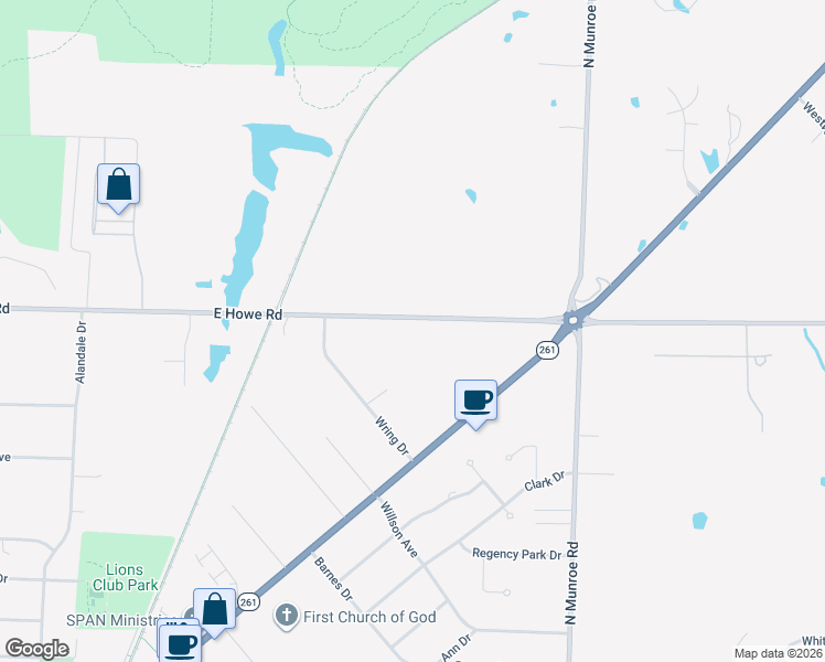 map of restaurants, bars, coffee shops, grocery stores, and more near 518 E Howe Rd in Tallmadge