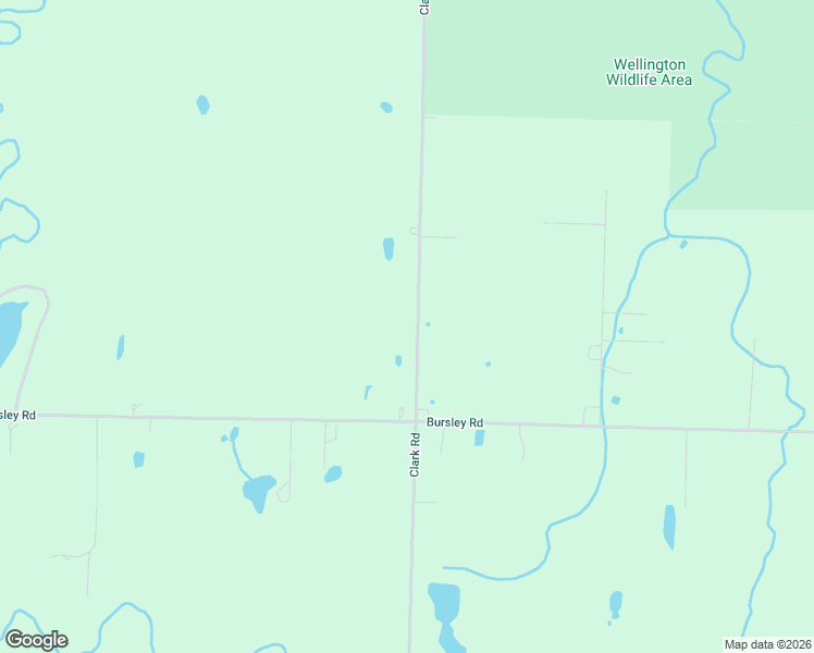 map of restaurants, bars, coffee shops, grocery stores, and more near 25810 Clark Road in Wellington