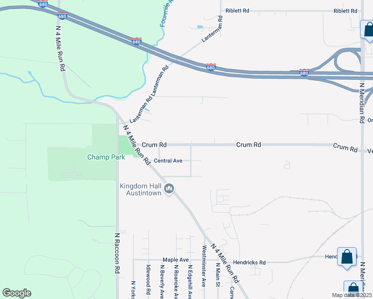 map of restaurants, bars, coffee shops, grocery stores, and more near 4229 Crum Road in Youngstown