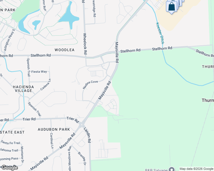 map of restaurants, bars, coffee shops, grocery stores, and more near 9483 Maysville Road in Fort Wayne