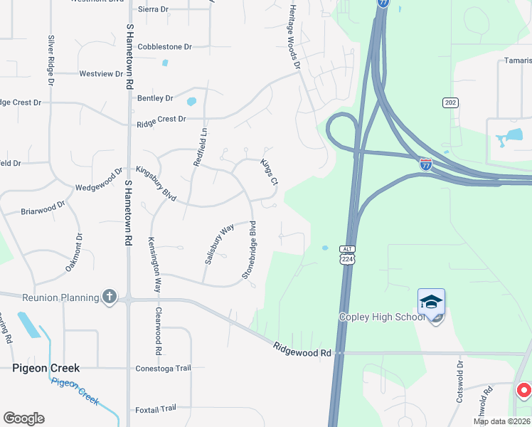 map of restaurants, bars, coffee shops, grocery stores, and more near 3988 Palace Way in Akron
