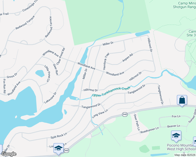 map of restaurants, bars, coffee shops, grocery stores, and more near 14-26 Winding Hill Rd in Pocono Pines