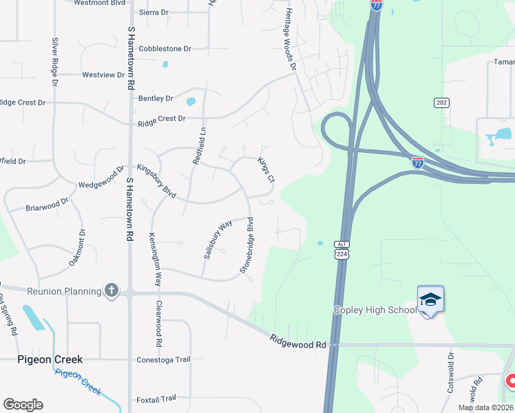 map of restaurants, bars, coffee shops, grocery stores, and more near 3988 Palace Way in Akron