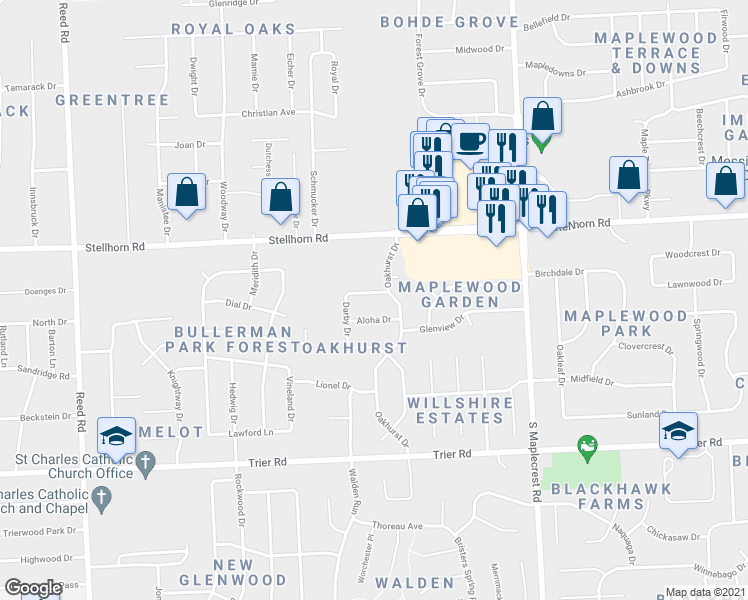 map of restaurants, bars, coffee shops, grocery stores, and more near 5808 Fontana Drive in Fort Wayne