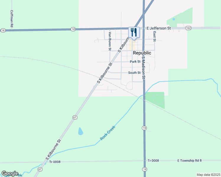 map of restaurants, bars, coffee shops, grocery stores, and more near 203 Maple Street in Republic