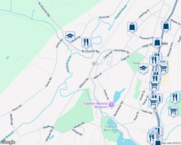 map of restaurants, bars, coffee shops, grocery stores, and more near 4 Fowler Street in Franklin