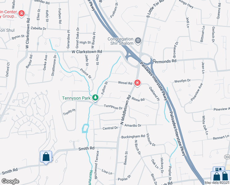 map of restaurants, bars, coffee shops, grocery stores, and more near 2 Spray Court in Nanuet
