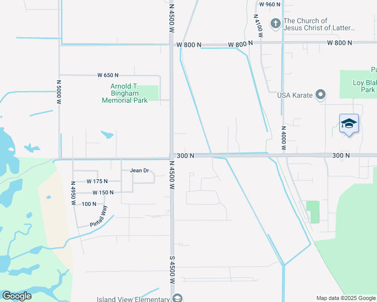 map of restaurants, bars, coffee shops, grocery stores, and more near 504 North 4450 West in West Point