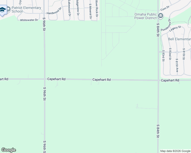 map of restaurants, bars, coffee shops, grocery stores, and more near 9002 Capehart Road in Papillion